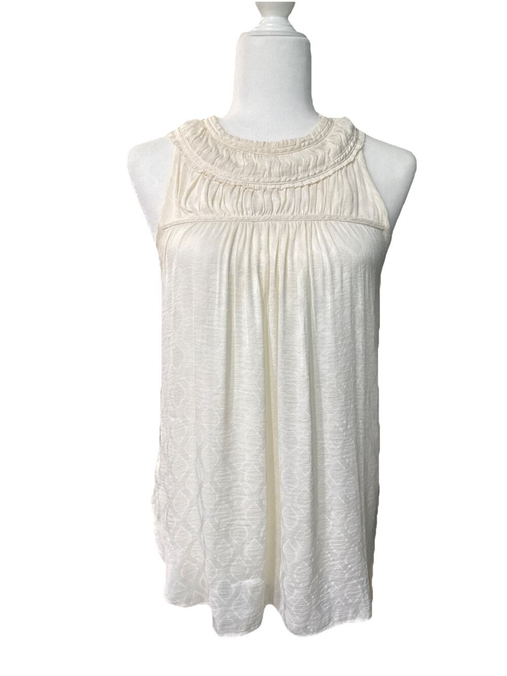 Maeve by Anthropologie Halter Tank Top Womens 6 Ivory Coquette Romantic